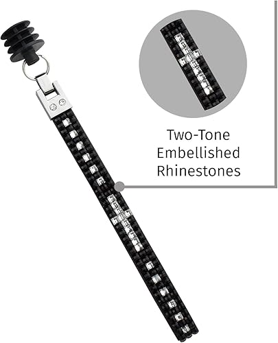 Miniatura 5 de Bastón de pie negro con cómodo agarre suave y elegante correa de diamantes de imitación