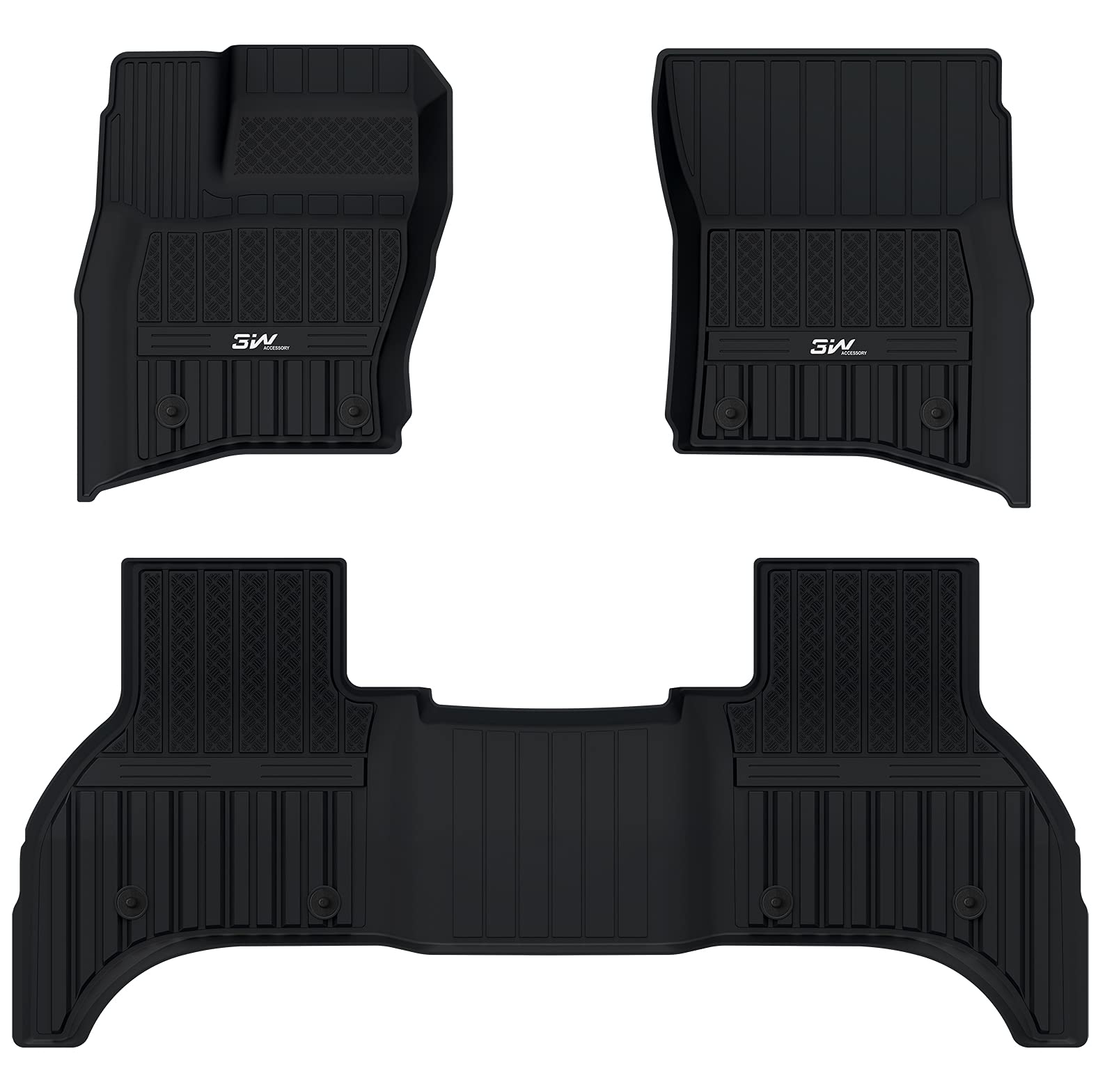 3W Floor Mats Compatible for Land Rover Defender TPE All Weather Custom Fit Floor Liner for 2019-202