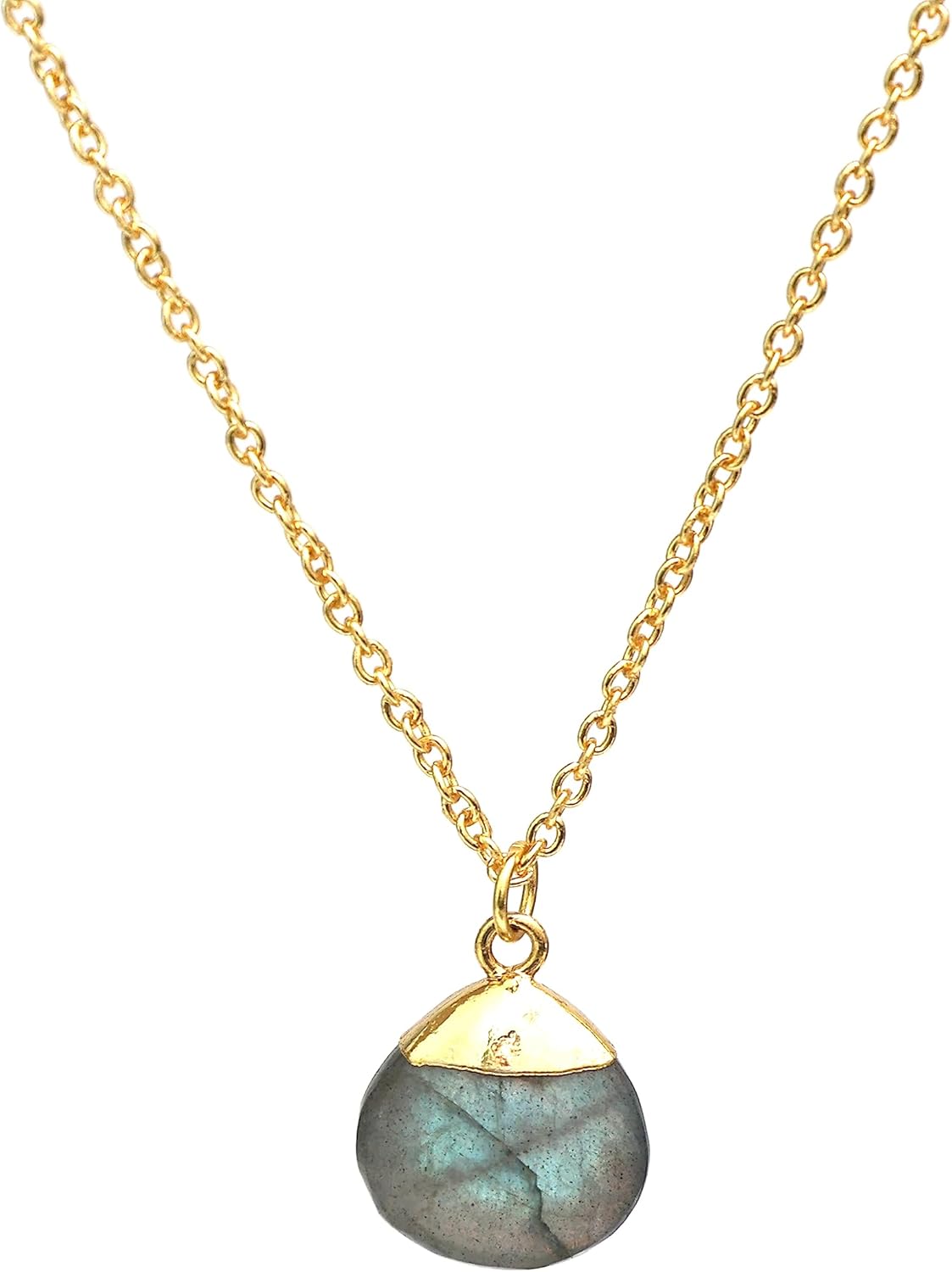 Gempires Natural Handmade Teardrop Gemstone Pendant Necklace Stylish Elegant Crystal Jewelry Hypoallergenic 18 Inch Gold Plated Unique Trendy Western Jewerly For Women