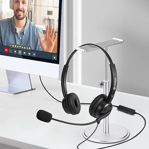 Miniatura 6 de Arama Auriculares para teléfono celular con diadema ligera y segura, micrófono con cancelación de ruido profesional y controles en línea,