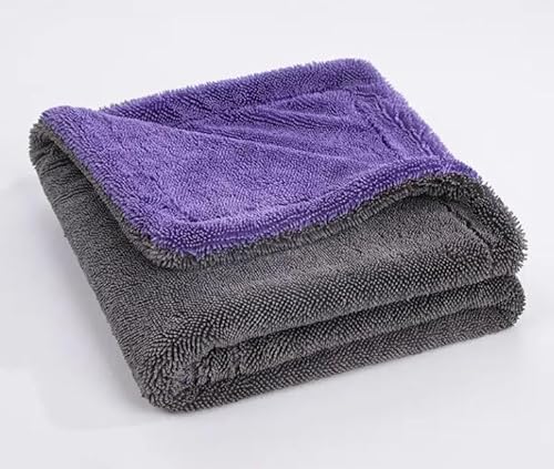 RR-DSIGN - Microfaser Trockentuch - 1400GSM - 60x90cm - Lila/Grau - XXL - Made in Germany (Lila/Grau)