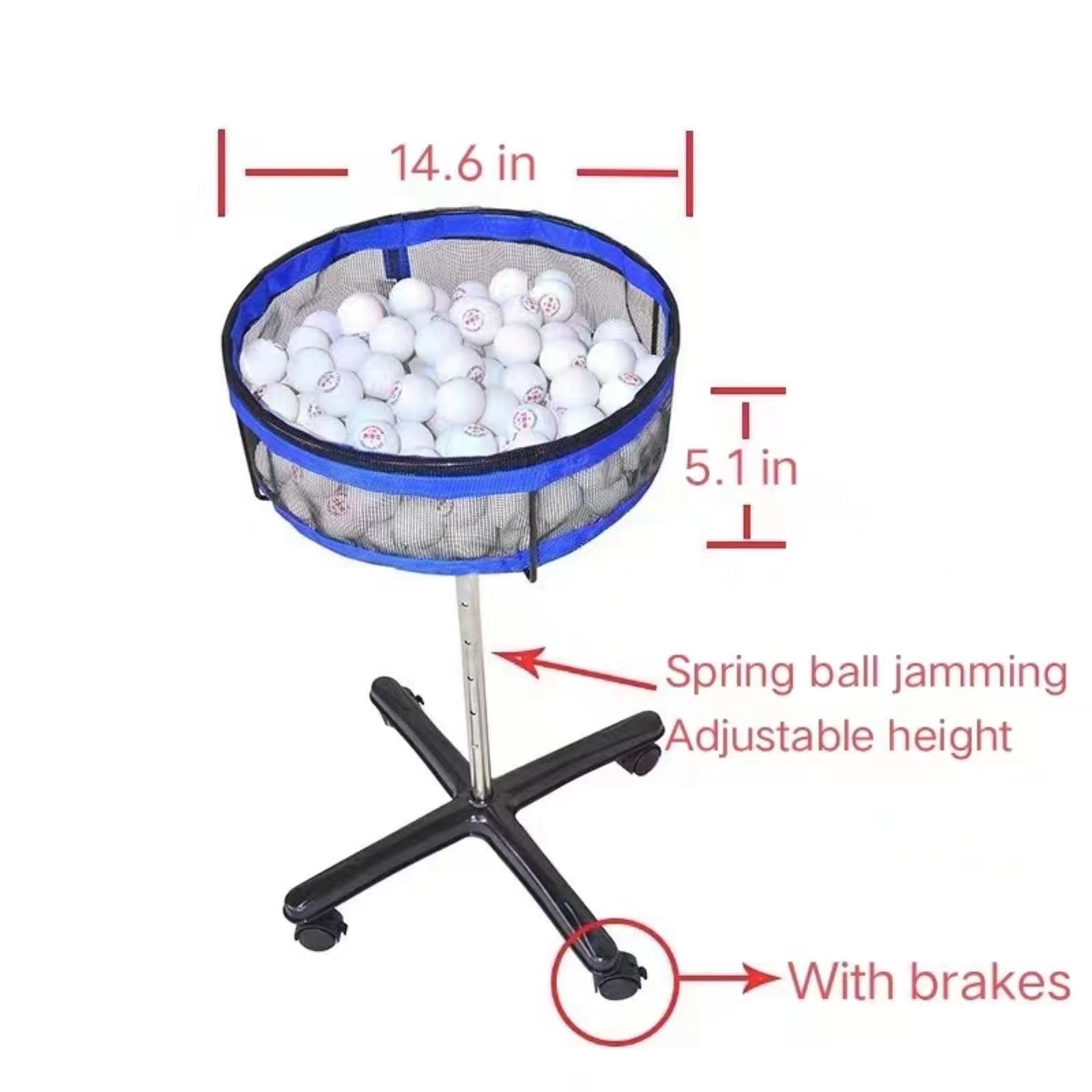 Raccoglitore Di Palline Da Ping Pong, Raccoglitore Mobile Di Più Palline, Raccoglitore Di Più Palline Da Allenamento Regolabile In Altezza Per Sport All'aperto/allenamento/golf/tennis/badminton Ecc. (