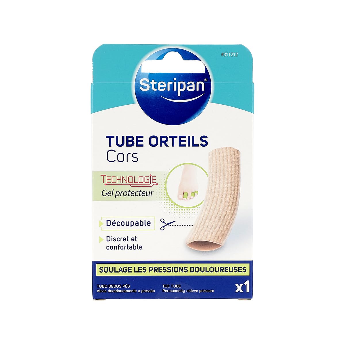 Steripan - Tube Orteils Protecteurs Cors - Découpable, Discret et Confortable - Technologie Gel Protecteur - x1 Tube