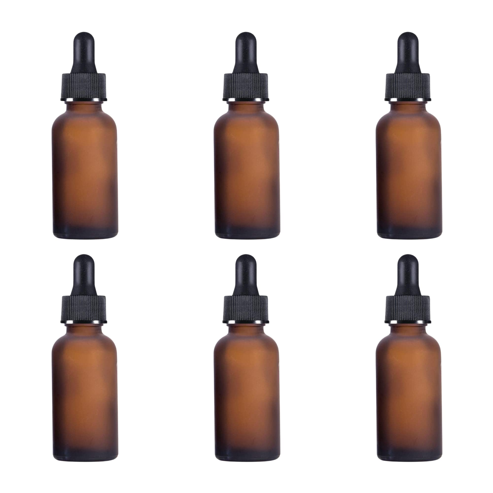 (Pack of 6) Multipurpose Refillable Amber Frosted Round Glass Bottle, 30 ml with Black Glass Dropper for Cosmetics, Serum, Essential Oils, Blends, Skin Care, Travel, Toners & DIY-image-11