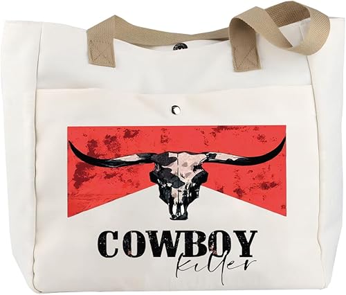 BLUPARK Cowboy Killer Bolsa de cosméticos Western Cowgirl Regalo Mujeres Salvaje Vintage Western Rodeo Bolsa con cremallera Bolsa Gráfica Bull