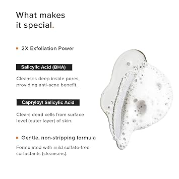 Minimalist Salicylic Acid 2% Face Wash for Oily, Acne Prone Skin | Face Cleanser With LHA & Zinc | Sulphate free Gentle BHA Liquid Exfoliant | For Women & Men | 3.4 Fl Oz / 100 ml