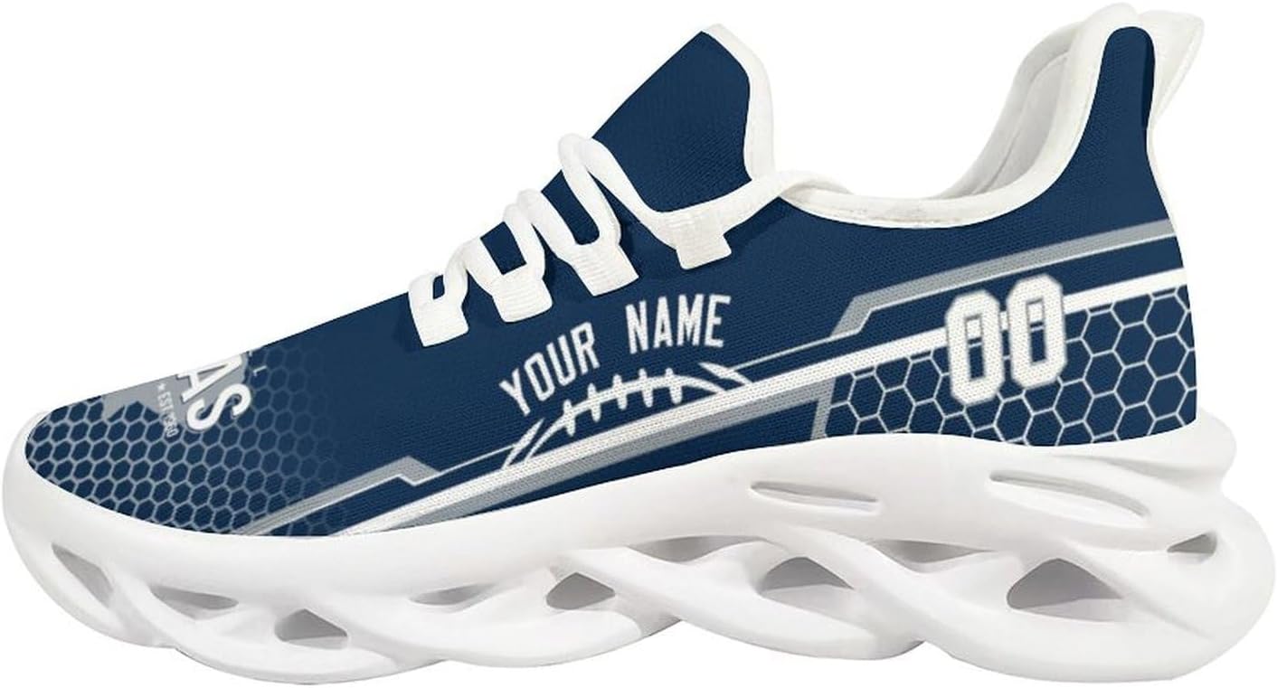 Custom City Football Flex Sneakers Personalized Name Number Athletic Shoes Fans Gifts Breathable Casual Shoes for Men Women