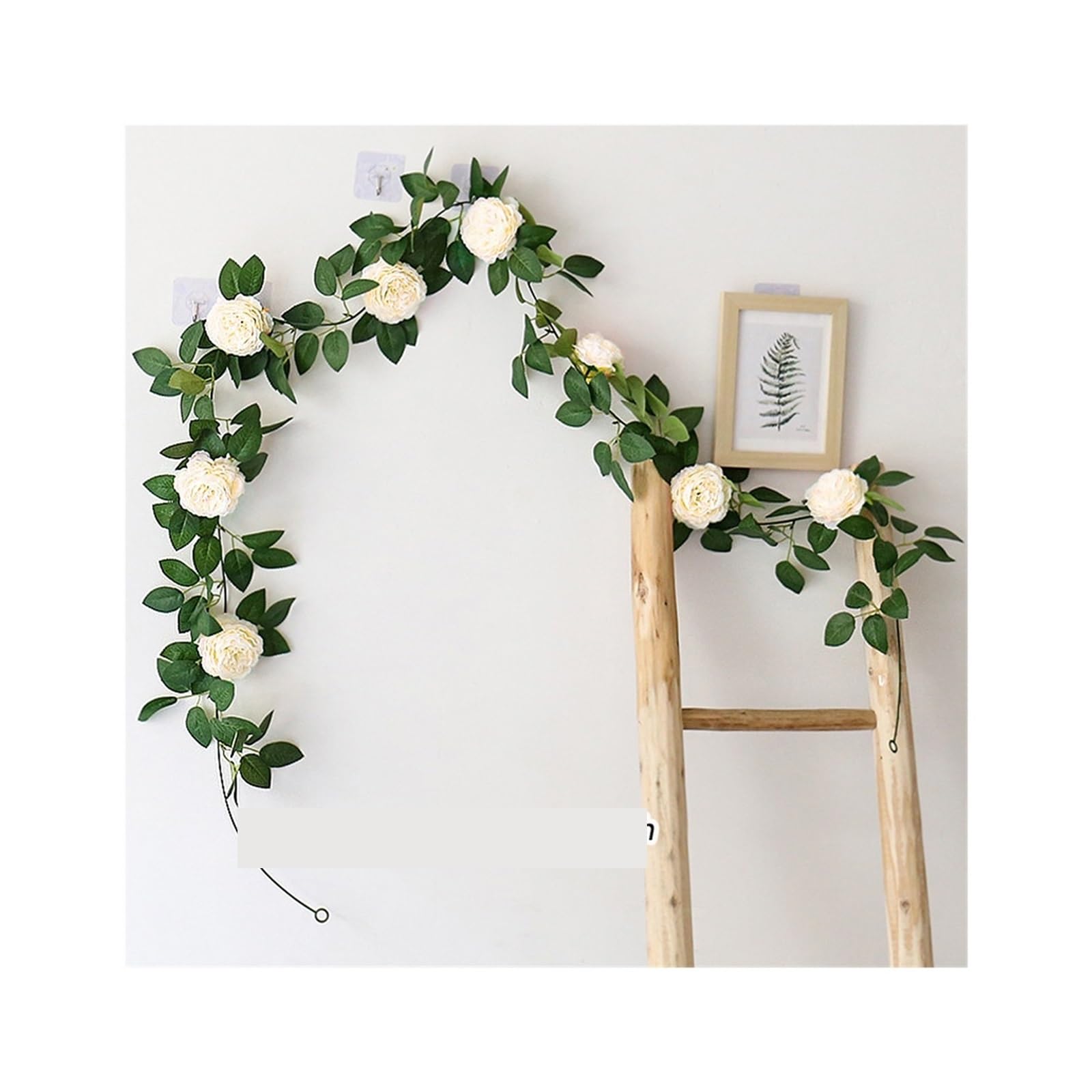 2 Pcs Artificial Pink Silk Peony Big Flowers Vines | Rattan Wedding Party Wall Hanging Garland Home Garden Decoration Green Plants(2pcs white)