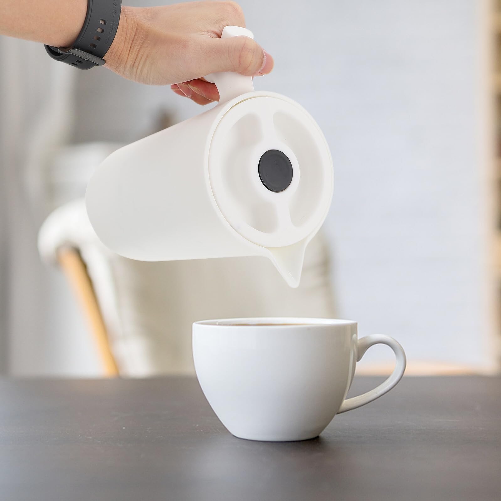 IMIKEYA 1pezzi Caraffa Termica Doppia Parete Visualizzazione Temperatura Erogatore Caffè Isolato per Casa Ufficio Campeggio
