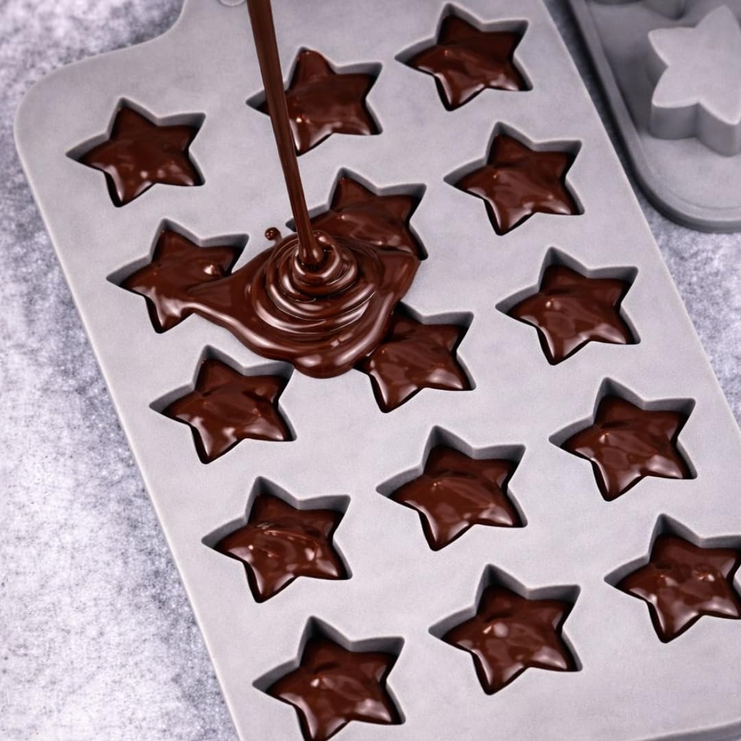 Stampo in Silicone per Cioccolatini a Stella 3D - Stampo da Forno e Frigo - Versatile per Dolci, Ghiaccio, Candele, Caramelle, Gelatina - Formine Antiaderenti (STELLA) - 3