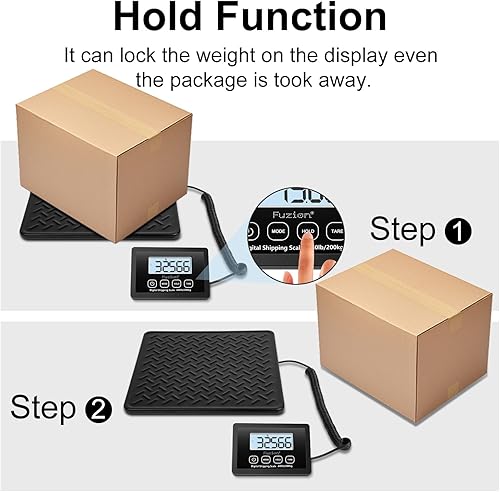 Vista 6 de Fuzion Shipping Scale, 440LB x 10g High Accuracy Digital Postal Scale, Durable Alloy Steel Platform, Heavy Duty Scale for Packages, Postage, Negro