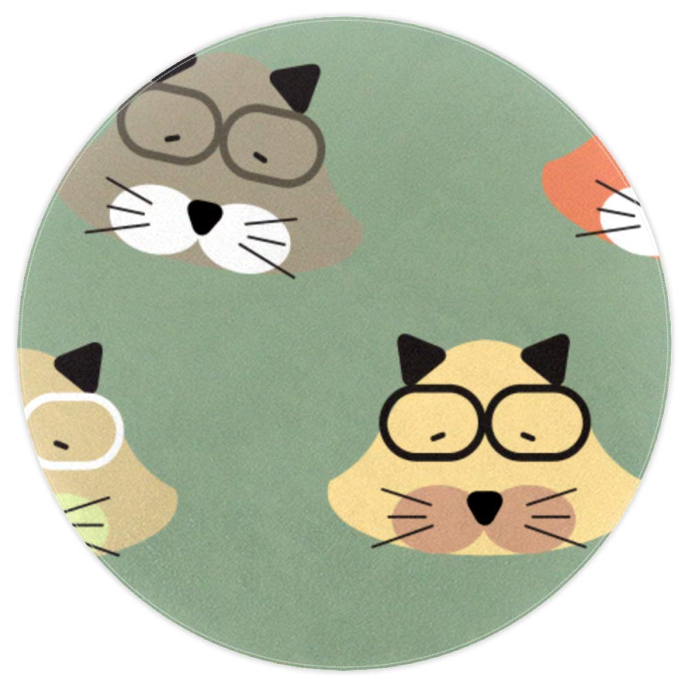Tapis rond avec lunettes antidérapant en polyester multicolore 120cm pour sol de salle de jeu