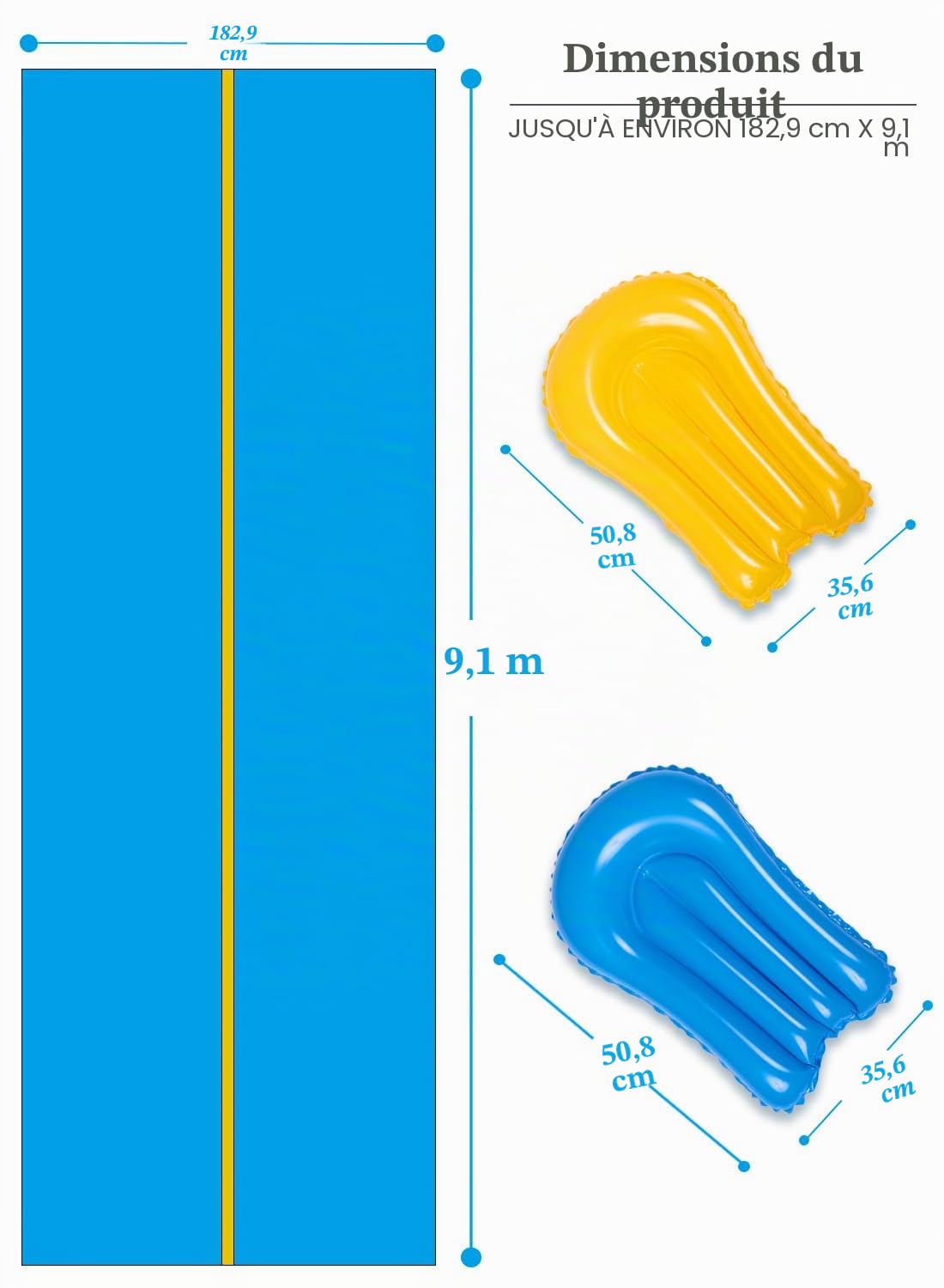 Sloosh Grand Toboggan Aquatique 914,4 x 182,8 cm, Toboggan pour pelouse avec arroseur intégré et 2 Planches gonflables pour Glisser, Les fêtes d'été, Jardin, pelouse et Jeux d'eau en extérieur