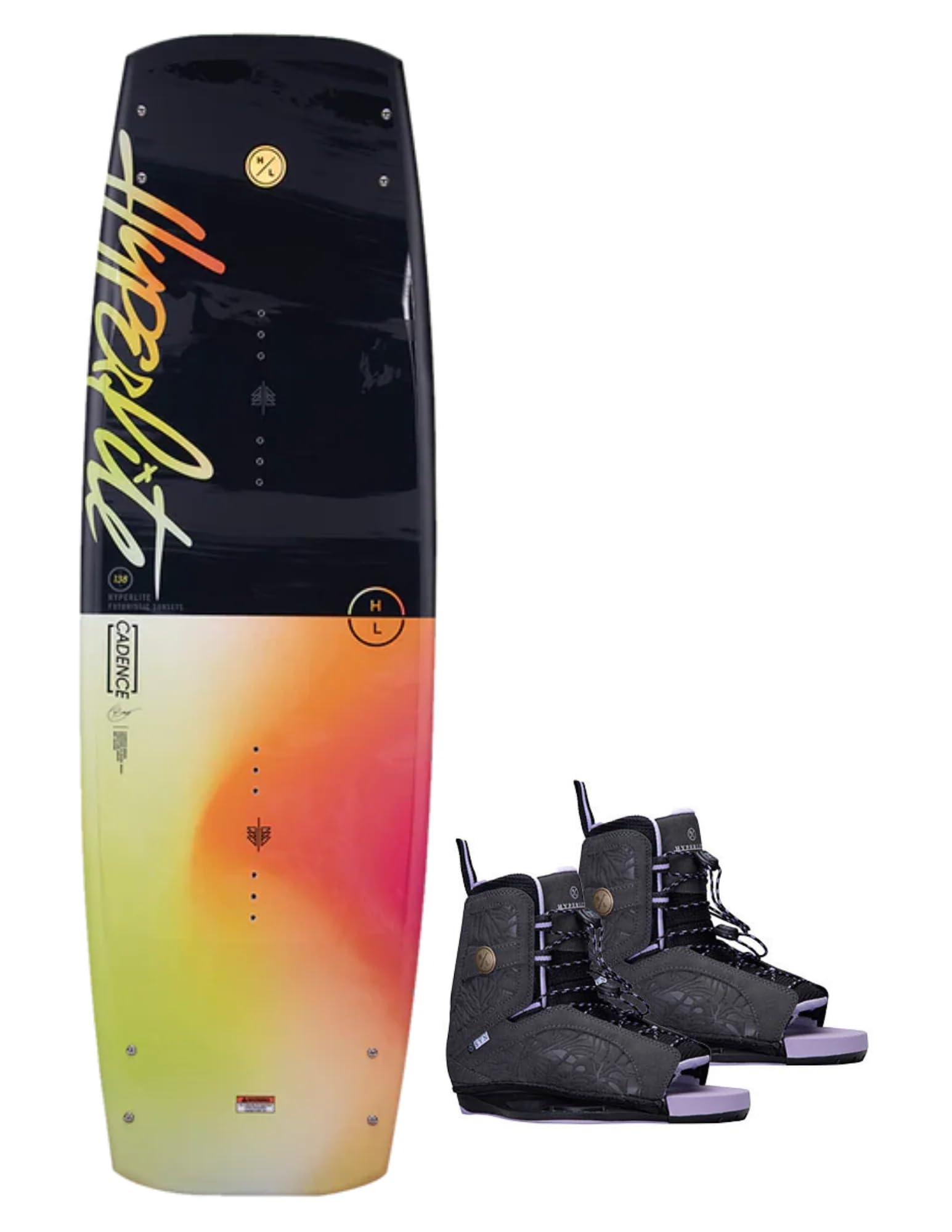 HyperliteCadence Womens Wakeboard 134 W/Syn Bindings Black/Yellow 134cm/(4-8.5)