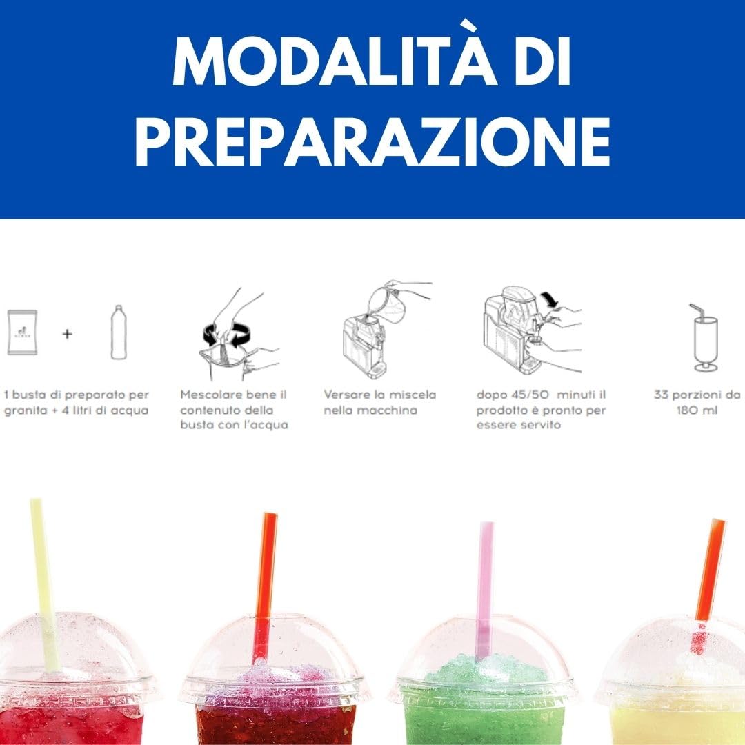 Almar Granita GUSTO ARANCIA Senza Glutine Senza Glicerolo - CONFEZIONE RISPARMIO 16 BUSTE DA 700G = 528 GRANITE