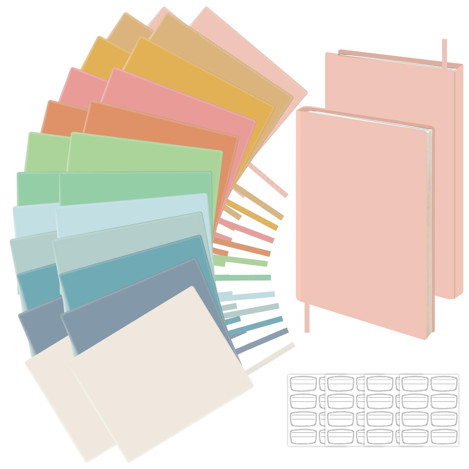 24 copertine per libri in tessuto elastico riutilizzabili, con etichetta adesiva, lavabili, per la maggior parte dei libri di testo con copertina rigida fino a 25,4 x 31,8 cm, colore pastello