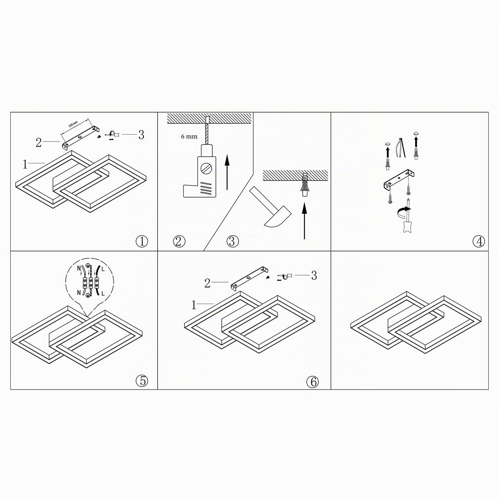 Klighten Plafoniera Led Soffitto Nero 35W, Led Bianco caldo 3000K Lampada da Soffitto, Geometrico Luce Soffitto per Cucina Soggiorno Camera Corridoio, L40cm ×W30cmx H4cm
