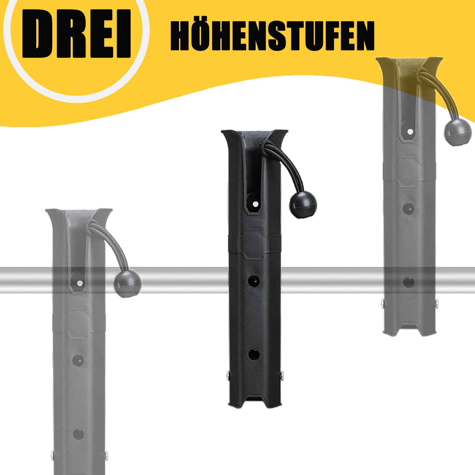 Verstellbarer Angelrutenhalter zur Montage an Stangen für Fahrräder, Angelstühle, Wagen, Roller, Motorräder, ATVs & Strandautos, Rutenhalter Angel mit Montageklemme (Innendurchmesser 4 cm)