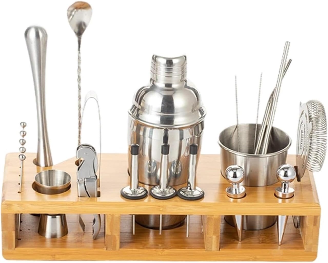 Set de Coctelera 23 Piezas Acero Inoxidable con Soporte, 550ml