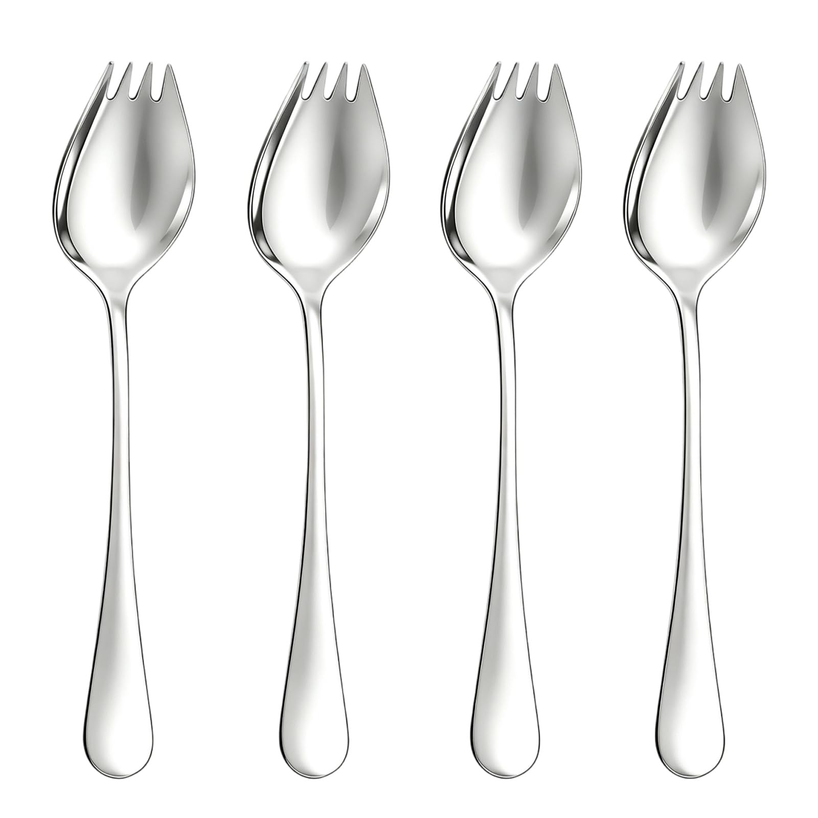 4 Stainless Steel Sporks - Salad Forks & Serving Spoons -1