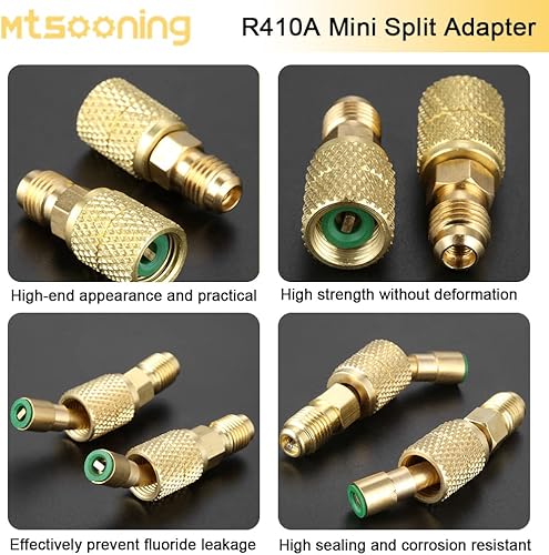 Miniatura 6 de Mtsooning 4 adaptadores R410A Mini Split, 516 pulgadas SAE hembra a 14 pulgadas SAE macho, adaptador de vacío de carga de repuesto para aire