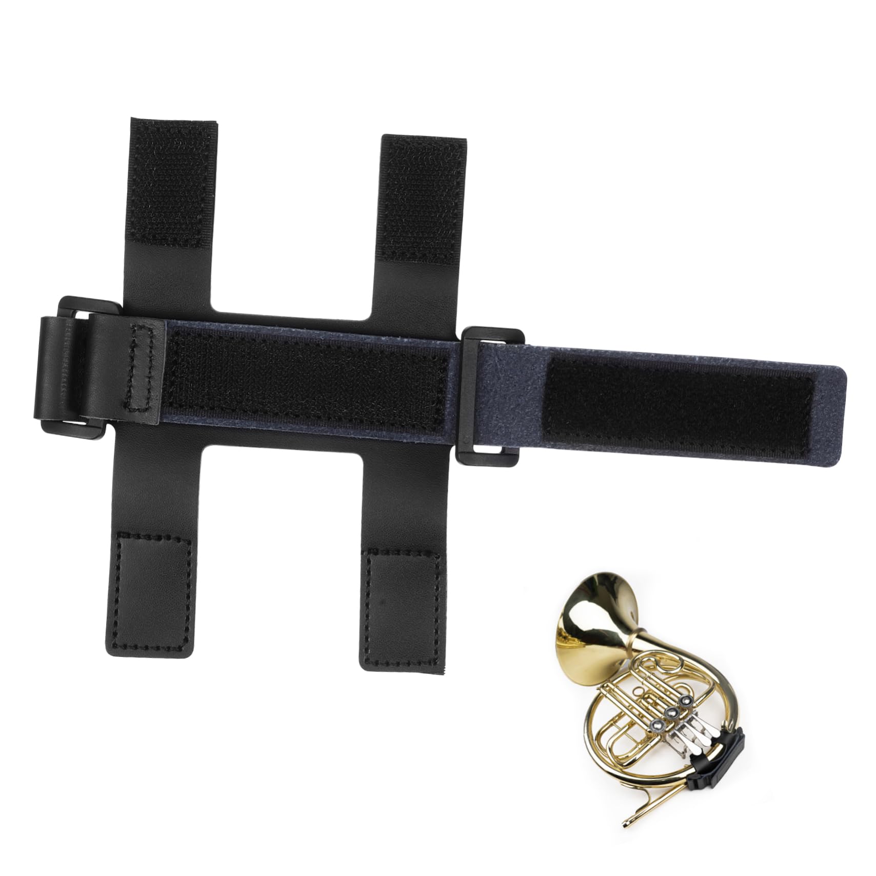 VICASKY Leather French Horn Hand Rest Comfortable Hand Grip Pad Adjustable Strap for Playing