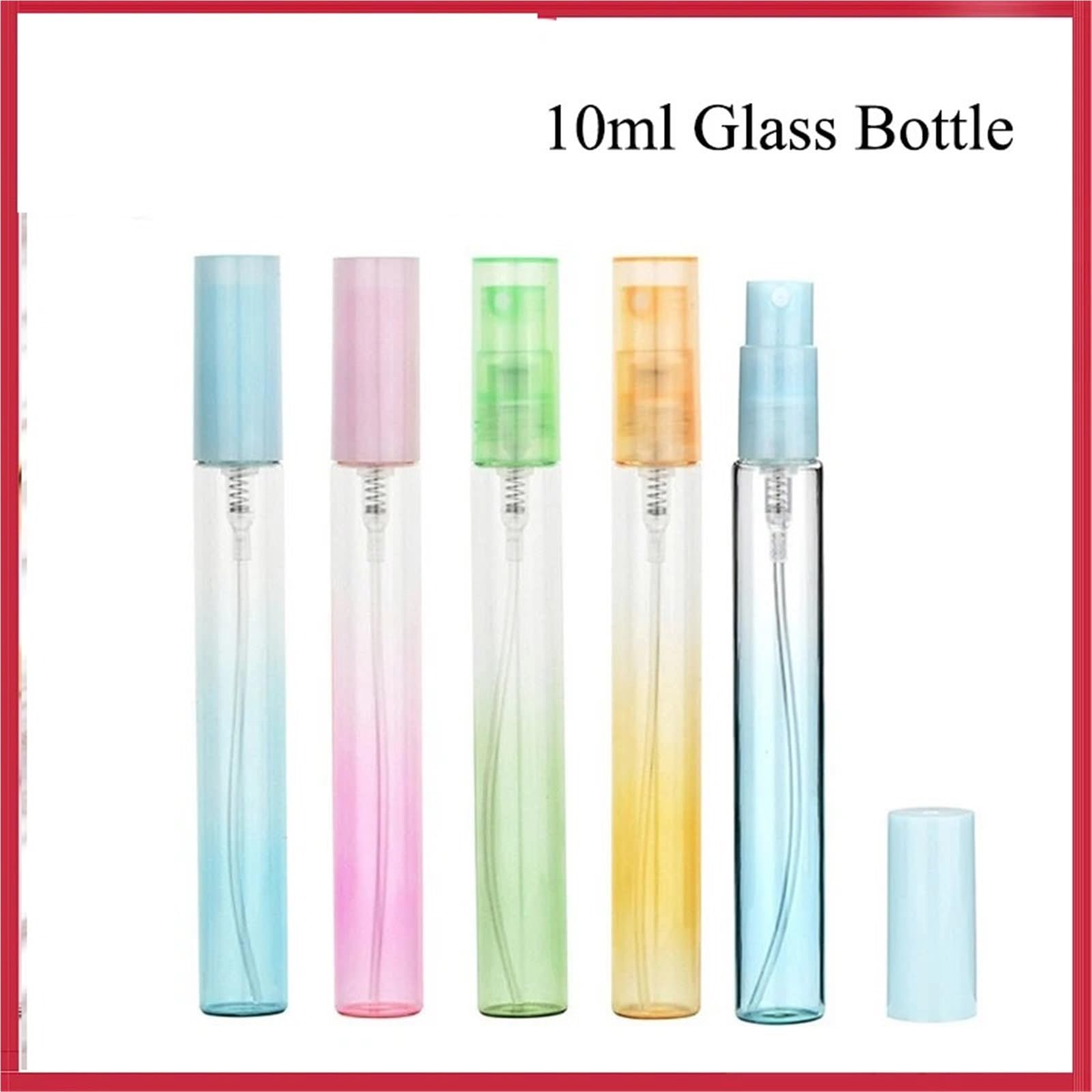 Frasco De Perfume Recargable Botella de Spray de Vidrio de 10 ml, 50/100 Unidades, Color Rosa, for Perfume, loción cosmética, Recarga de Viaje.(Green,50PCS_10ML)