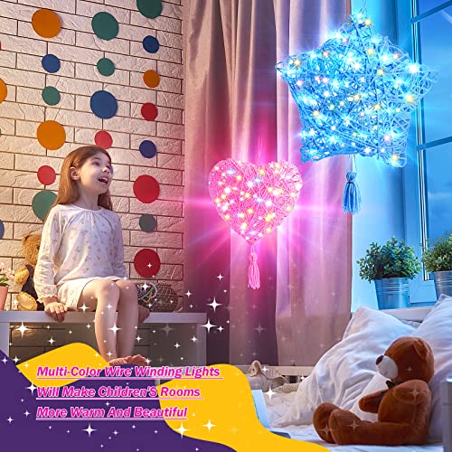 Crafts For Girls Ages 8-12, Diy 3D String Art Craft Kits For Kids 8-12 Makes A Light Up Star & Heart Lantern With 30 Multicolored Led Bulbs For Christmas Birthday Gifts For 8 9 10 11 12 Year Old Girls #TOP1