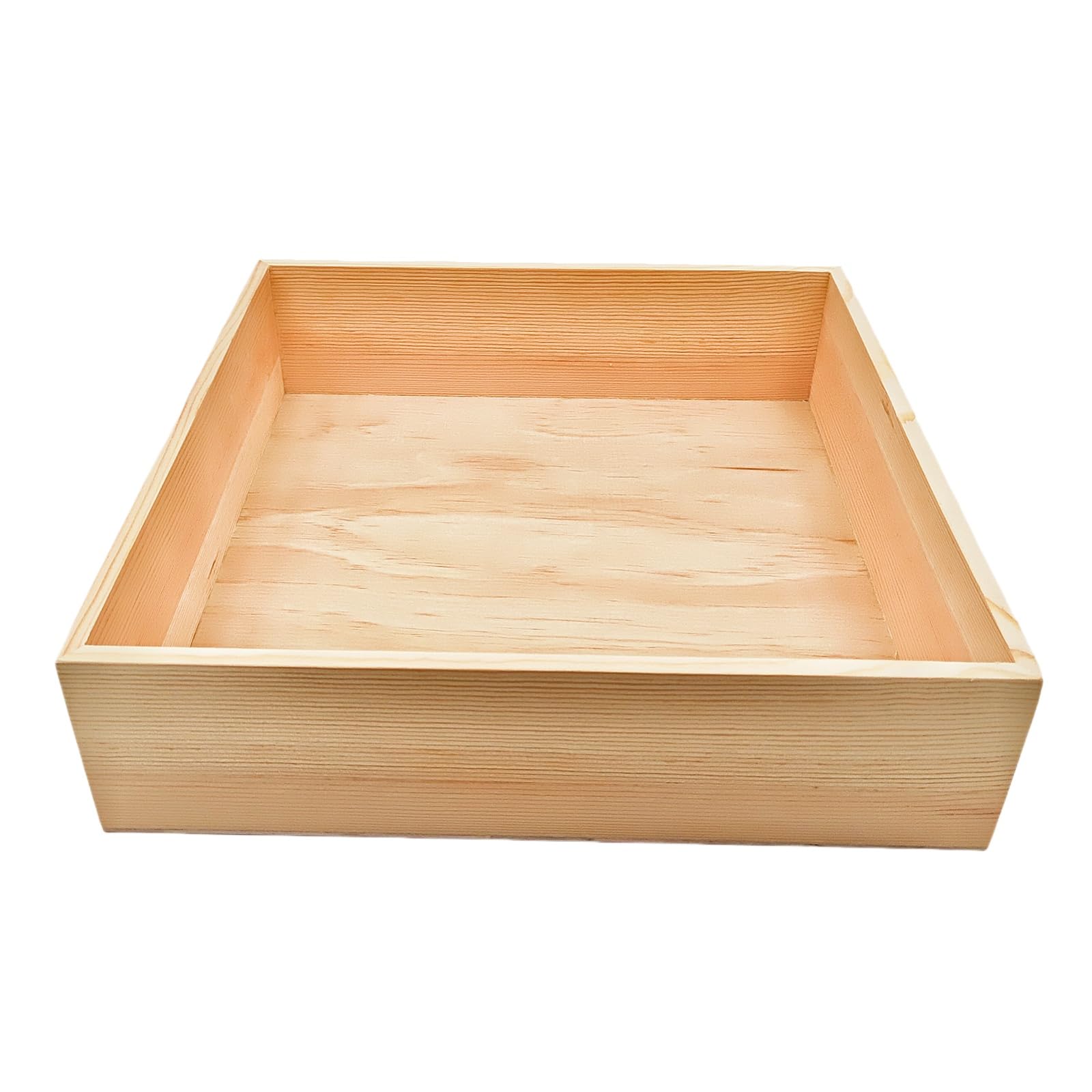 Anktily 1 opakowanie niedokończonego drewnianego pudełka do przechowywania, 25 x 25 x 7,6 cm, kwadratowe drewniane pudełko, rustykalne pudełko z naturalnego drewna, do dekoracji domu