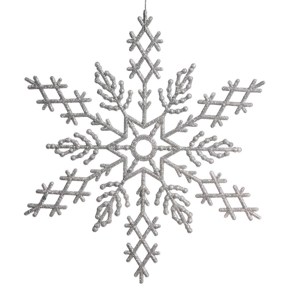 Vickerman Glitter Snowflake Christmas Ornaments with 12 per PVC Box, 8