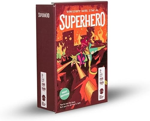Half-Monster Games Trust Me I'm A Superhero - Divertido juego de cartas de debate a partir de 8 años, 3-8 jugadores, juego de 30-60 minutos,