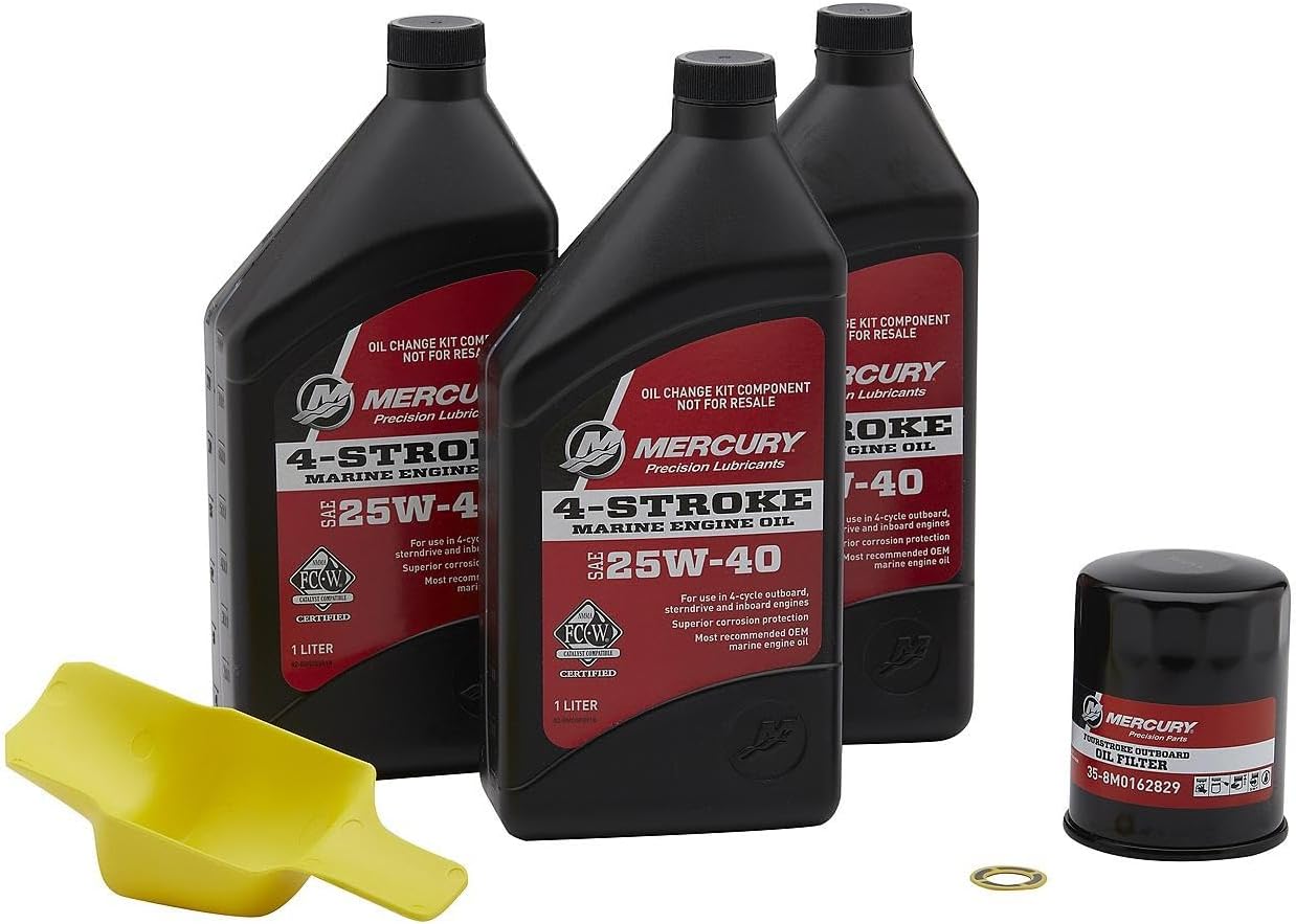 8M0081916 25W-40 4-Stroke Outboard Oil Change Kit for Mercury 40/50/60hp EFI Outboards