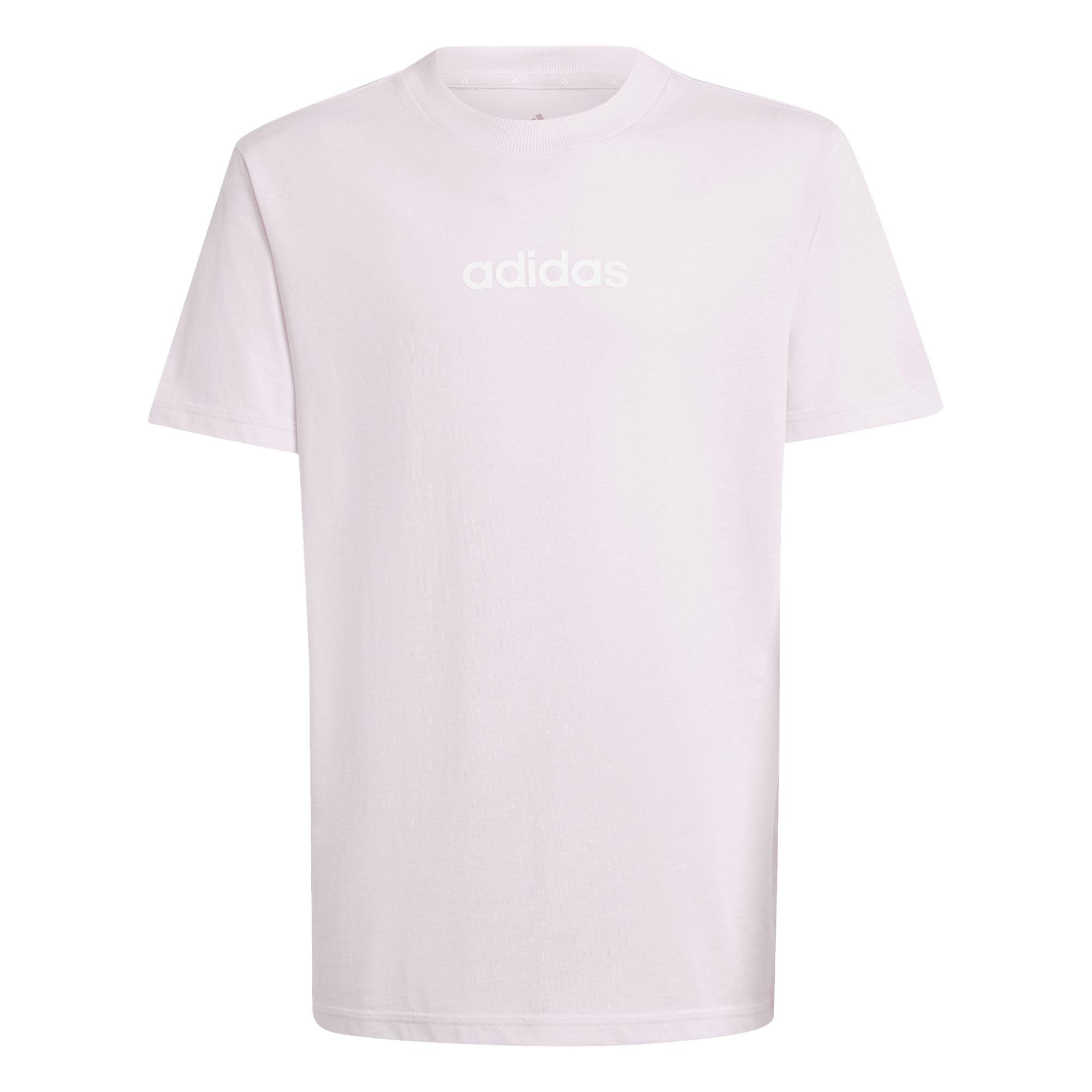 adidas Unisex Kids Essentials Linear Logo Shirt, Clear Pink/White, 7-8 Years