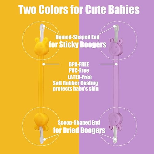 Miniatura 10 de Paquete de 2 limpiadores nasales y de oídos para bebés, pinzas de limpieza de nariz, removedor seguro de mocos para bebés, recogedor de nariz para