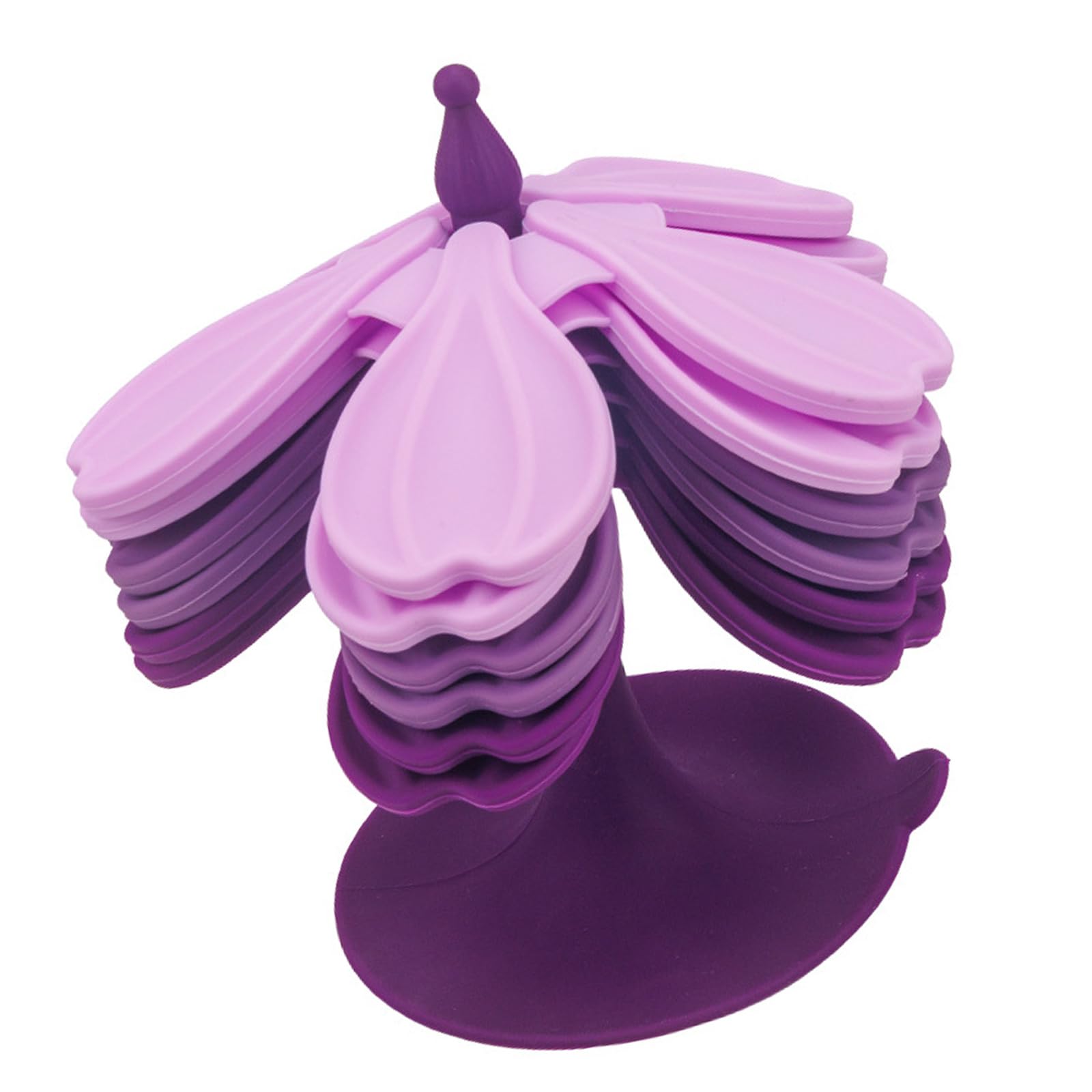 Heat Insulation Table Pad Set, Flower-Shaped Silicone Trivets with Folding Storage Stand for Home Dining Tables Silicone Trivet Set Flower Folding Table Pad Countertop Guard Cup Mat Heat Insulation