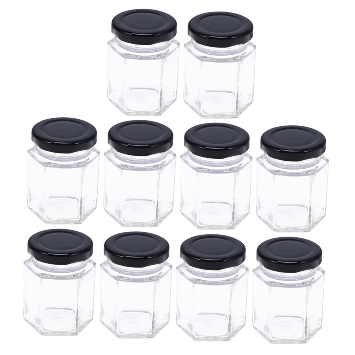 10 Stück Sechseckige Glas Vorratsbehälter 85ml Zuckertank Honigaufbewahrungsflasche Transparent aus Glas für Küche und Haushalt