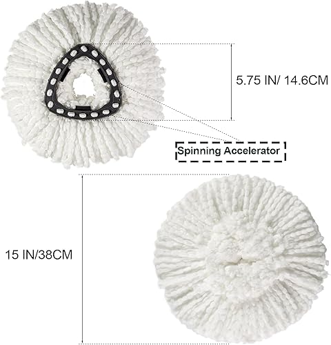 Miniatura 6 de [Paquete de 3] Cabezales de repuesto para trapeador, reemplazos de cabezales de repuesto compatibles con O Cedar Spin Mop Sistema de 1 tanque, fácil