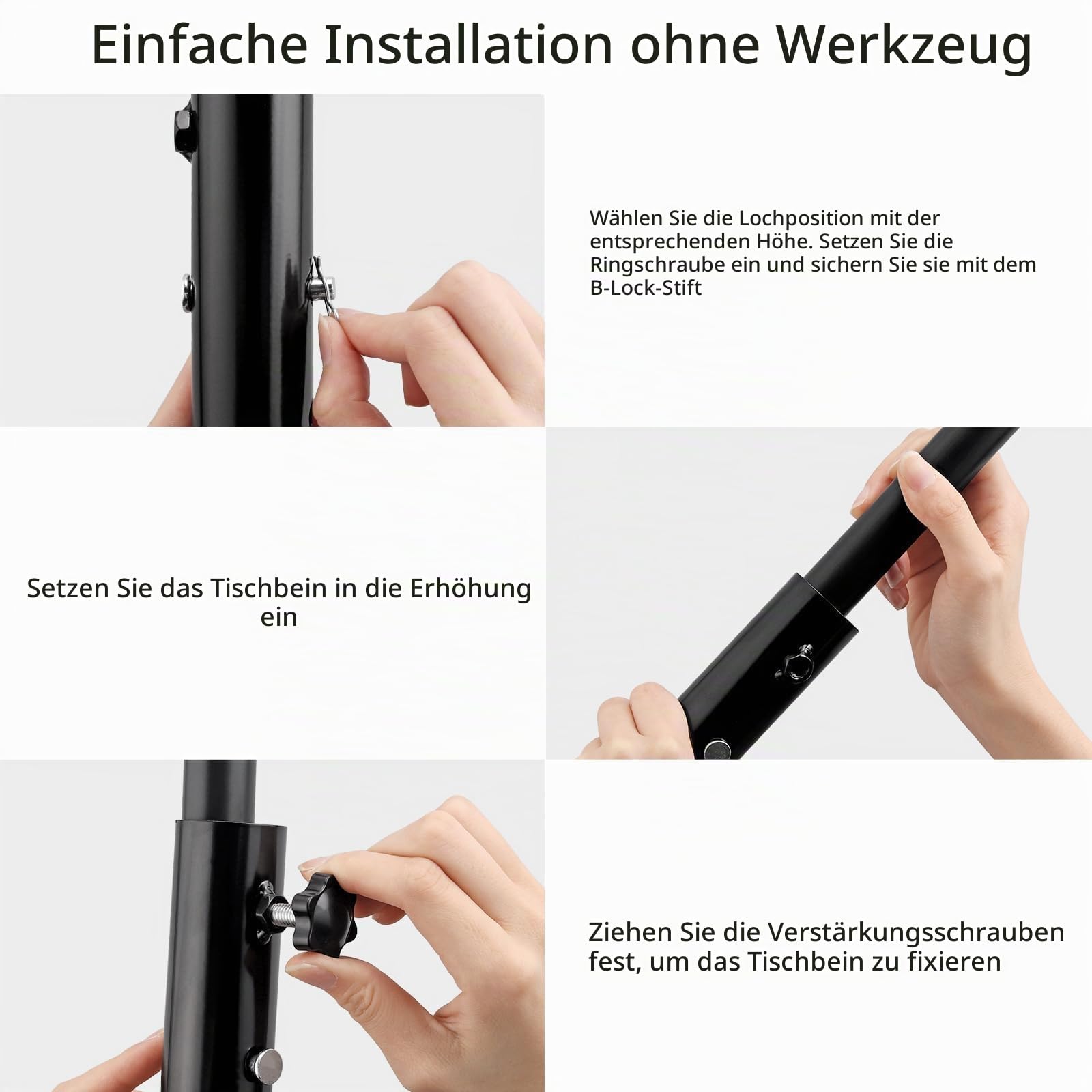 Anbte 4pcs Klappbare Tischbeinverlängerung mit 4 Höhenverstellbar, Schwarz