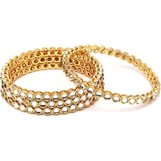 Gold Plated Kundan Studded Bangles Set of 4
