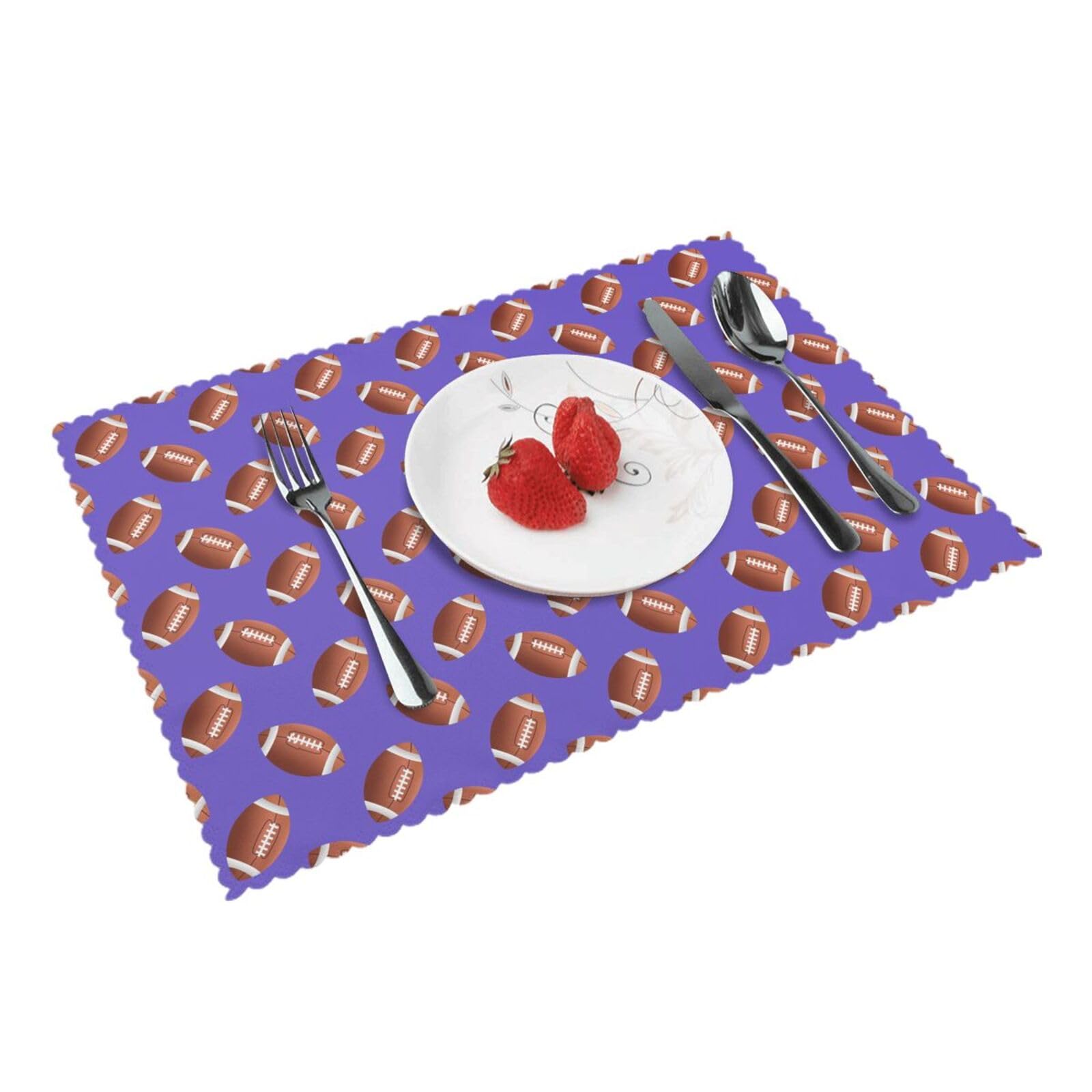 Purple Football American Placemats Set of 4 Print Table Mats Place Mats Table Decor for Kitchen Dining 12X18 in