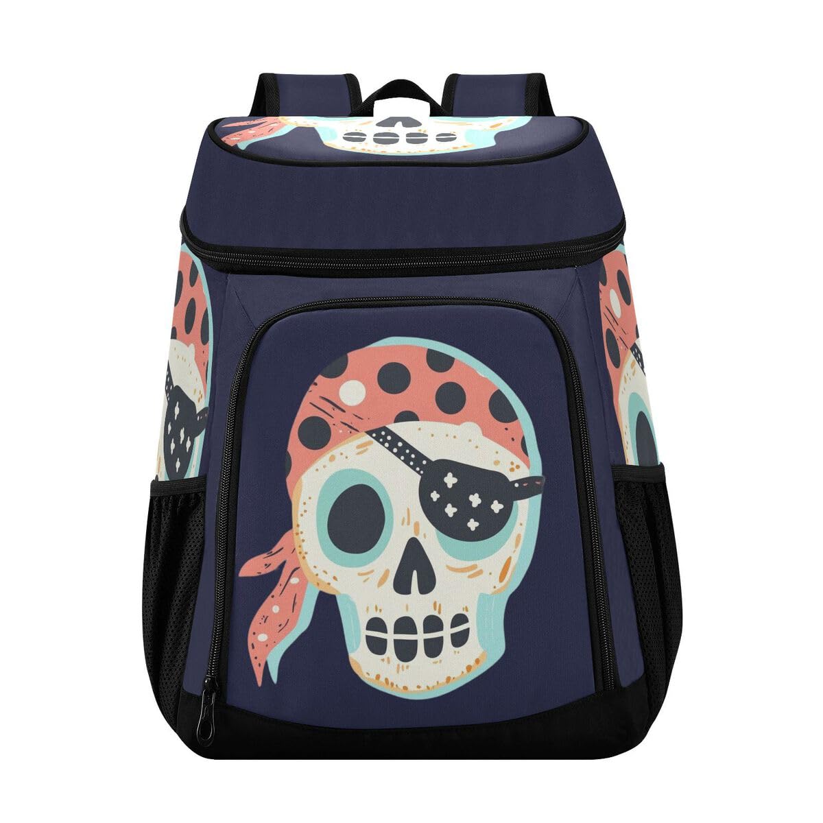 Pirate Skull White Cooler Backpack Leakproof Insulated Lunch Cooler Bag 30 Cans Camping Backpacks for Camping Hiking Beach