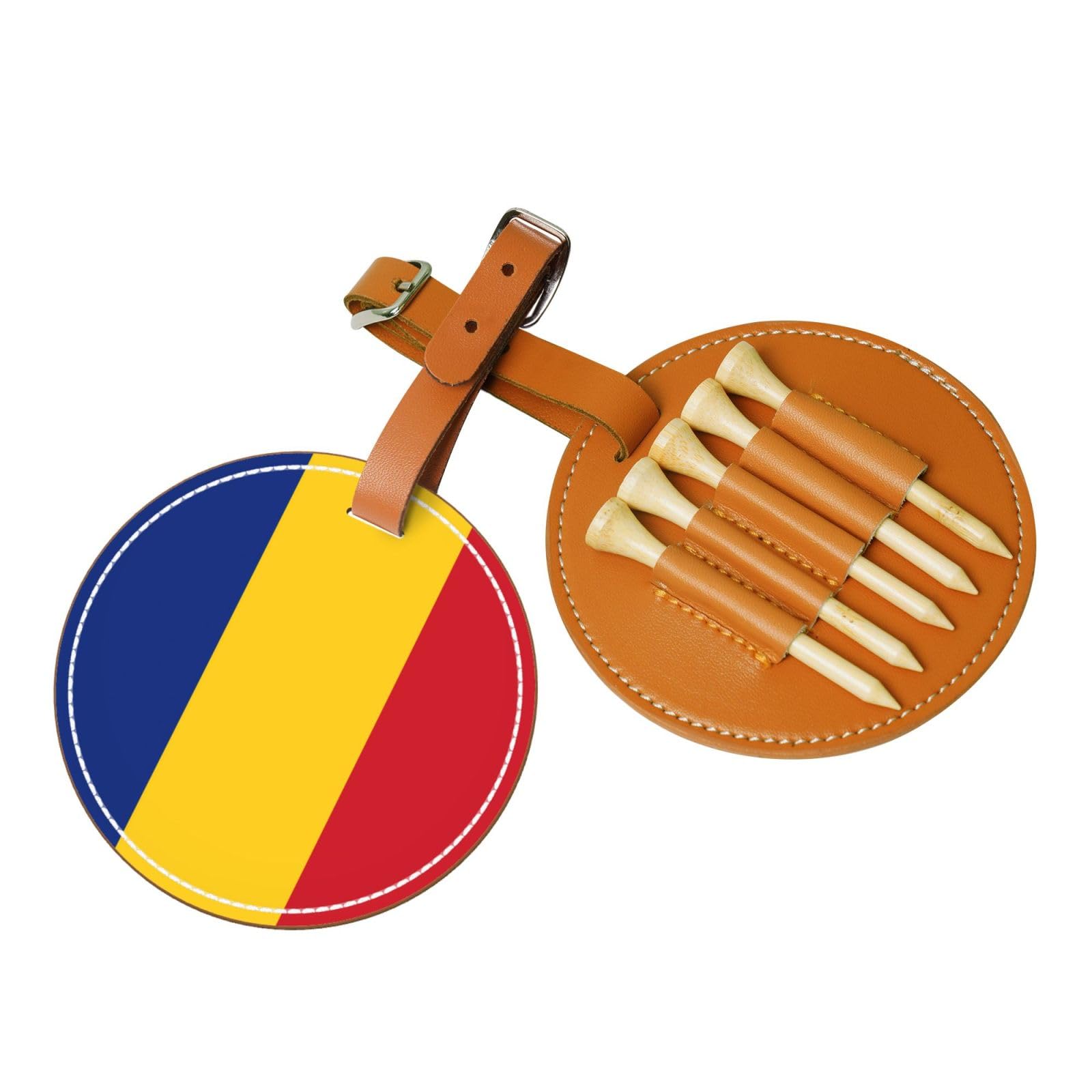 WXXWXD Flag of Romania Printed Golf Tee Storage Bag - Portable Storage, Easily Organize Tees