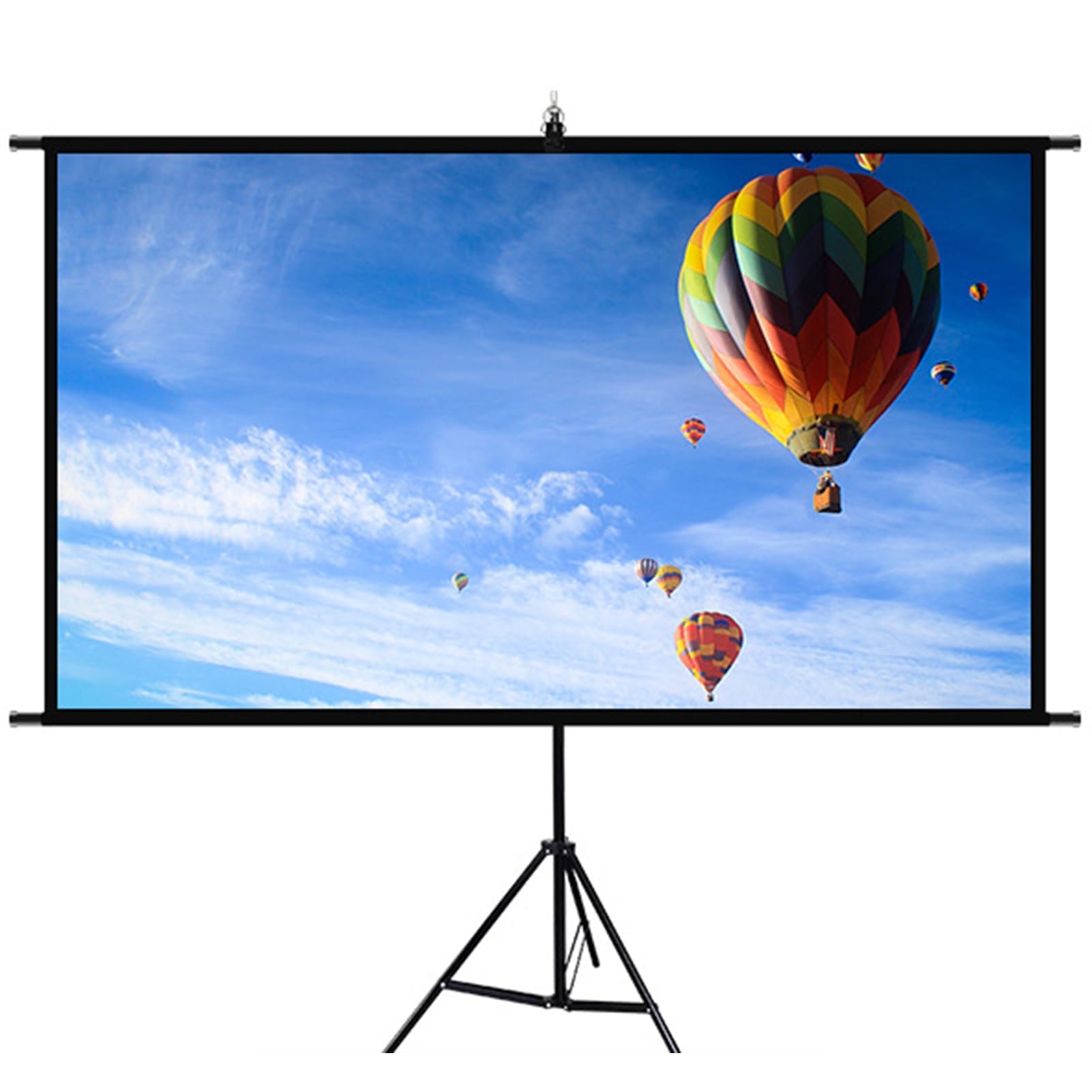 Telo Proiettore Esterni Interni con Supporto, Schermo Cinematografico Portatile 16:9 con Altezza Regolabile, Struttura in Ferro, Montaggio a Parete o A Pavimento(120inch/266x148cm)