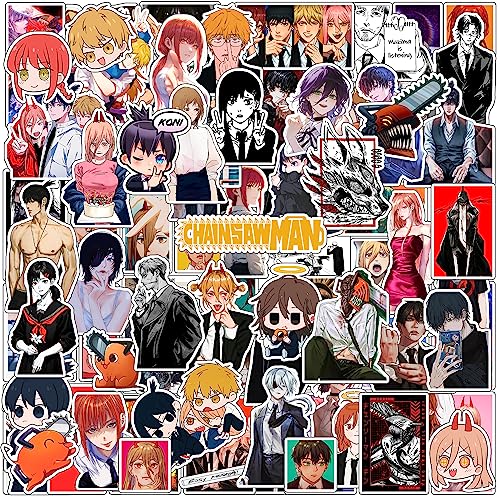 Image of Paper9store Pack of 85+ Chainsaw Man Stickers for Laptop, Phone Case, Guitar, Bike, Pc, Scrapbook etc. Waterproof Glossy Laminated Residue Free Anime Stickers