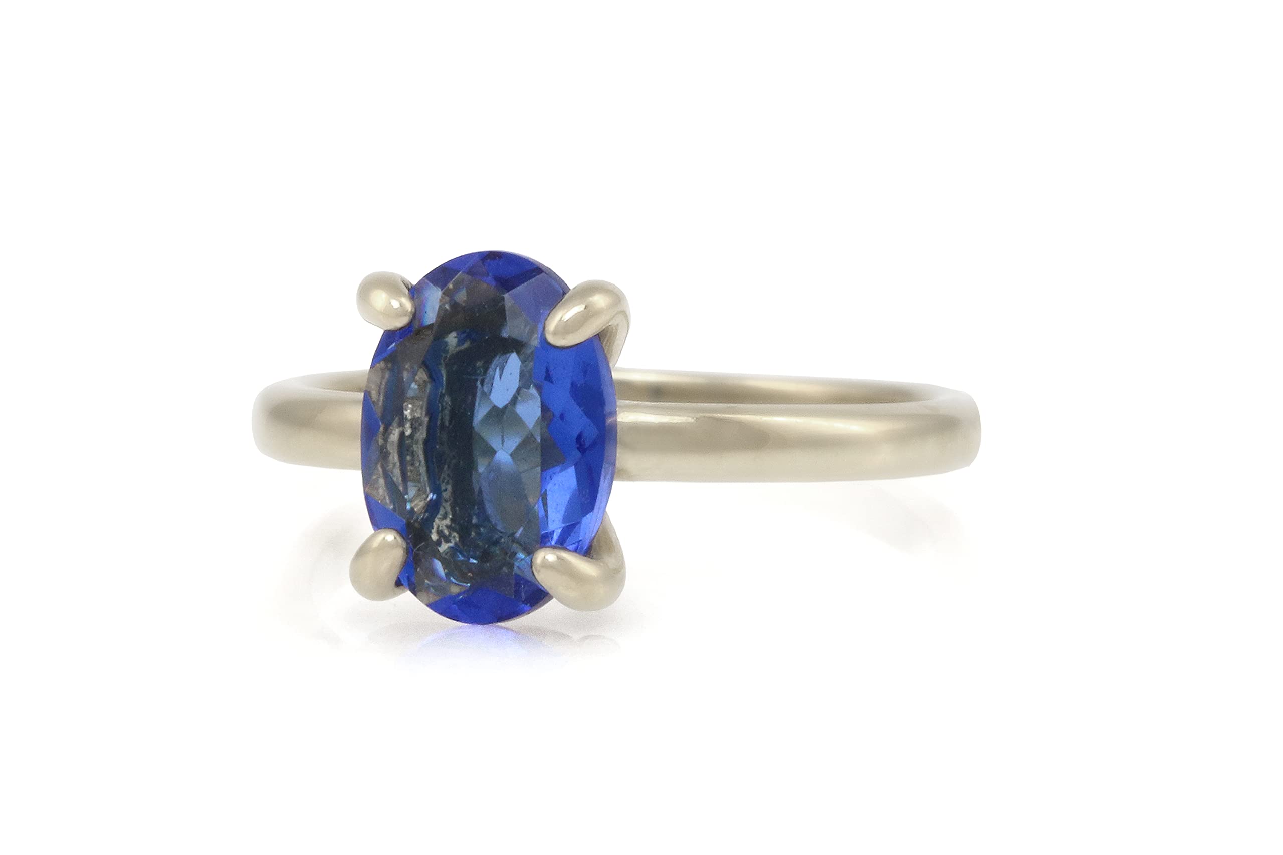Delicado Anillo de Zafiro Azul - Anillos de Compromiso para Mujeres Hechos a Mano, Anillos de Boda, Anillos de Moda - Anillos Ovalados Clásicos - Anillo de Zafiro de Nacimiento de Septiembre