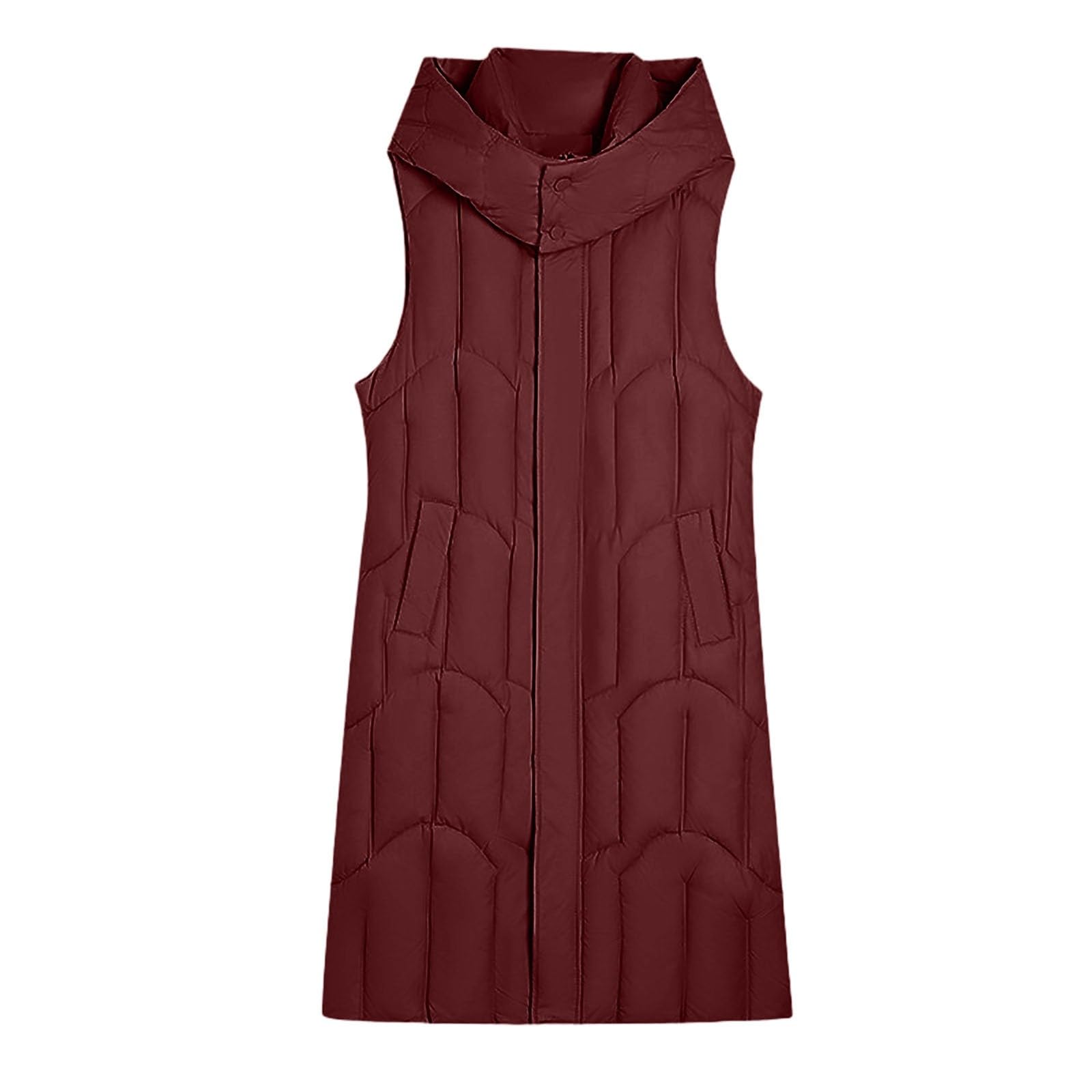 Chaqueta Mujer Abrigo Entretiempo Invierno Cazadora Plumiferos，Abrigo Térmico Largo Plumas Mujer Sin Mangas Acolchado Cintura Atada Medio Capucha