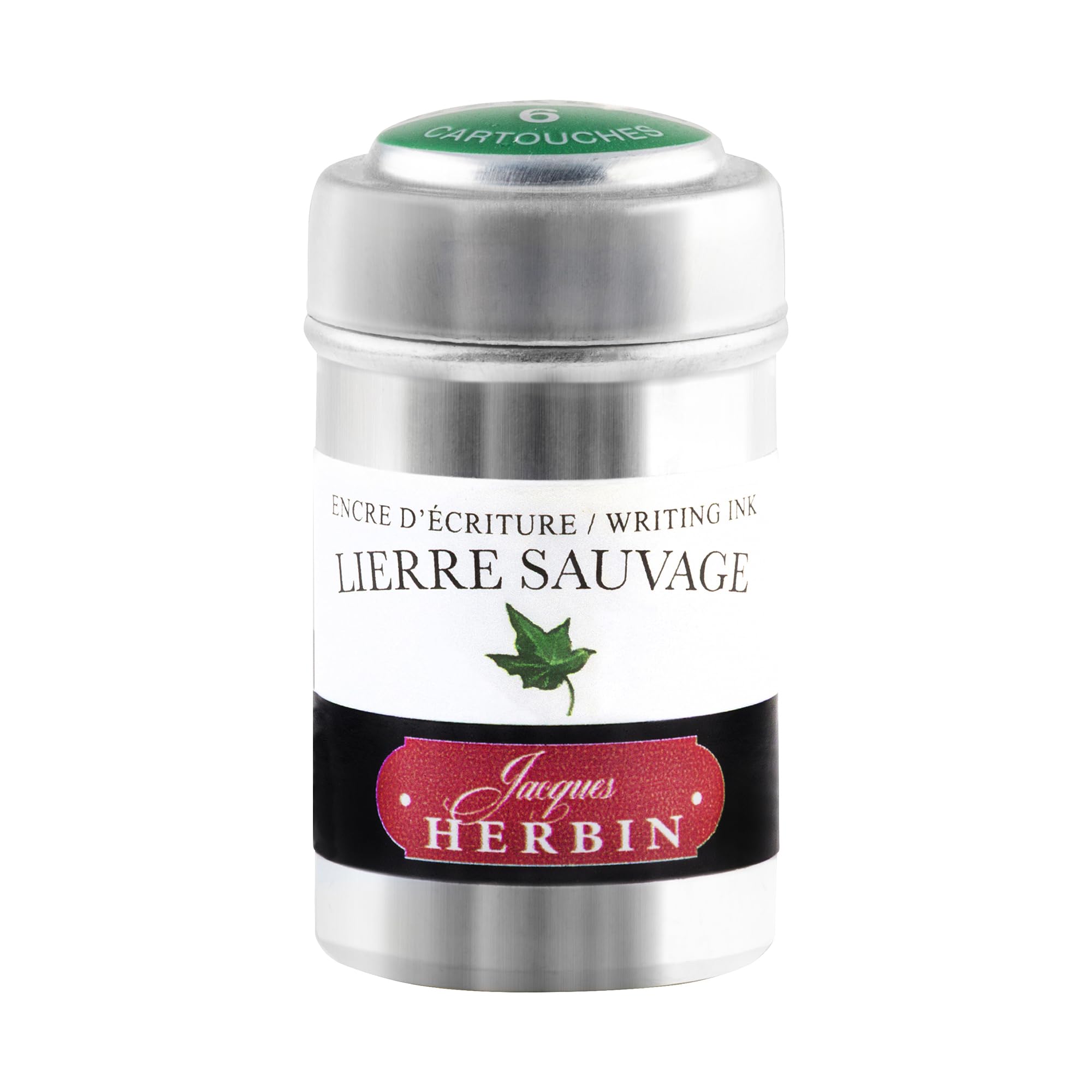 Jacques Herbin 20137T - Box of 6 ink cartridges for fountain pens and rollerball pens (product without packaging - aiming for zero waste), Lierre Sauvage