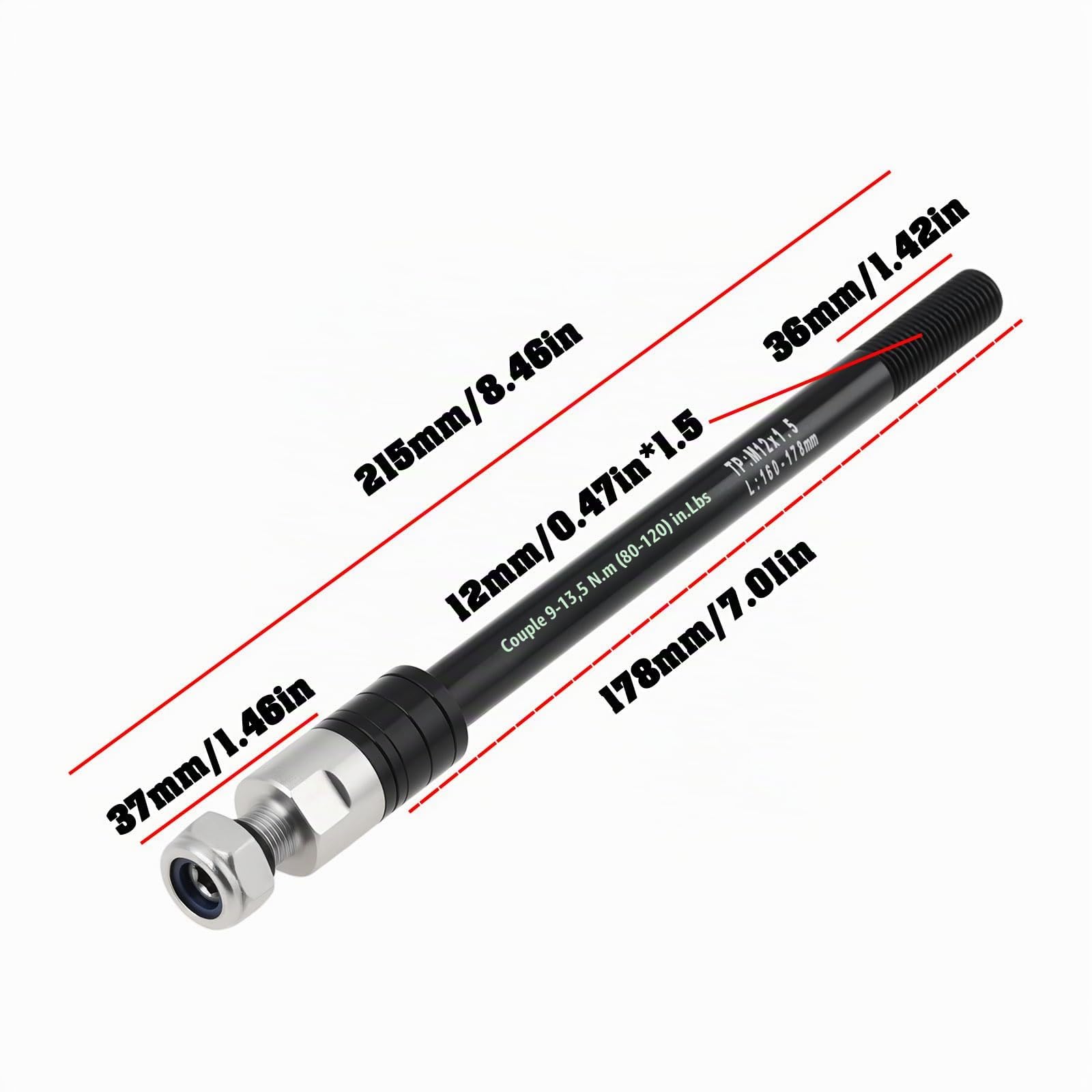 SG Store Axe Traversant de Remorque pour Vélo 12 Mm 12 Mm X 1,5 Longueur Réglable 160-178 Mm Compatible avec Les VTT Et Les Vélos de Route