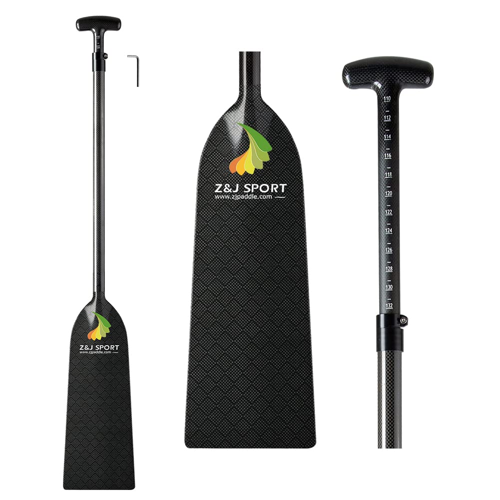 Z&J SPORT Adjustable Dragon Boat Paddle, IDBF Approved Boat Oars, Carbon Fiber Paddle Adjustable T Handle with Adjuster for Dragon Boat Paddler (Range: 43”-52” /110cm-132cm)
