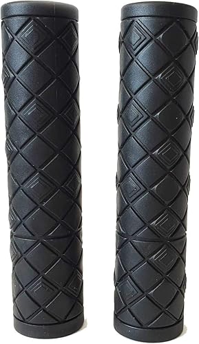 Karo Juego de 2 mangos ergonómicos para bicicleta Textura de piel de PVC, patrón de diamante, fácil de instalar en el manillar de la bicicleta